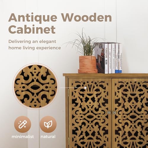 MAISON ARTS Accent Cabinet with Hollow Carved Doors