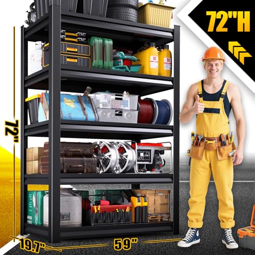 Garage Shelving Heavy Duty Storage Shelves,5-Tier Adjustable Shelving Unit 3000LBS Metal Storage Rack Shelf for Basements