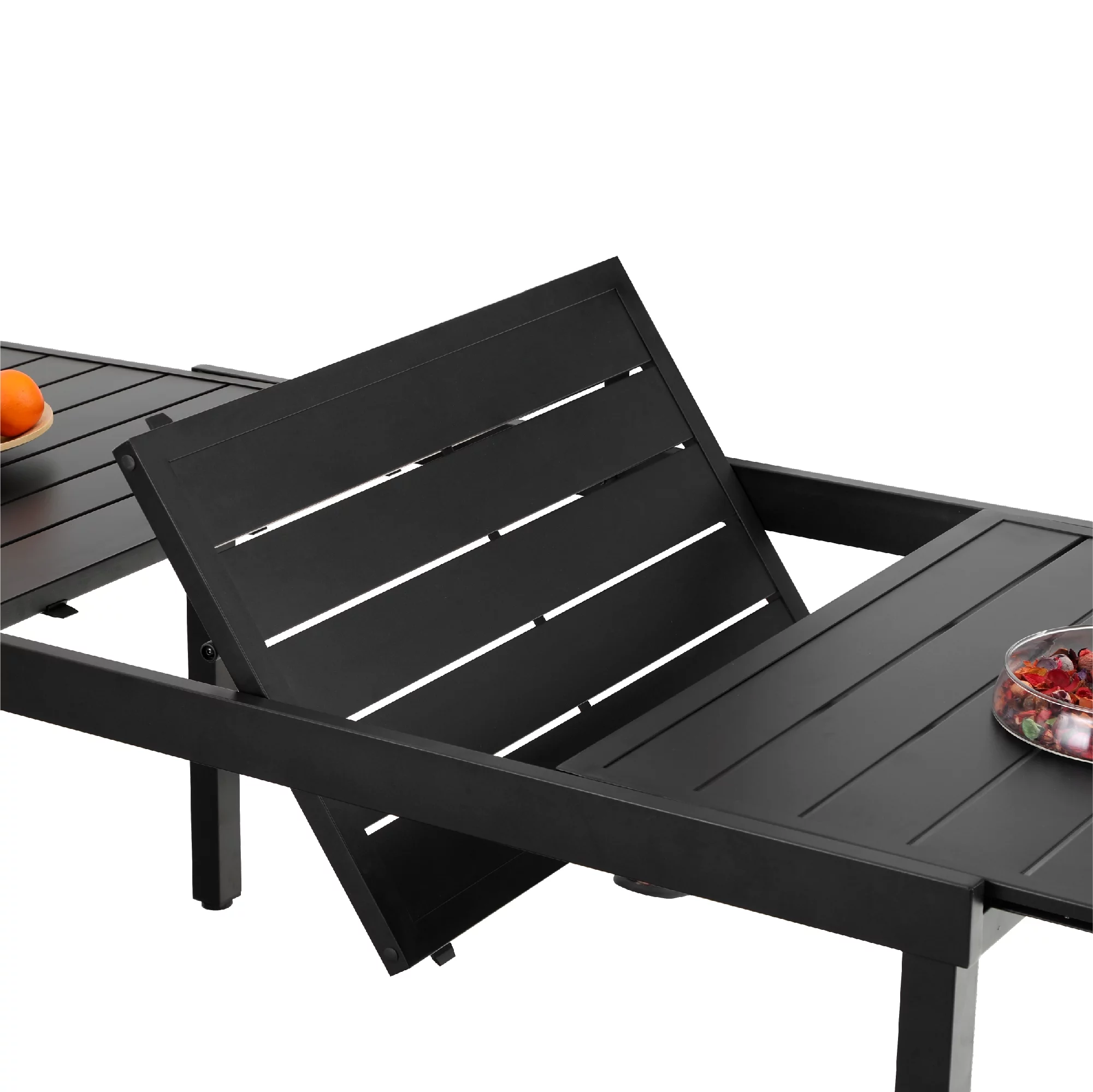 MF Studio 7 Pieces Outdoor Patio Dinning Set with 6 C Spring Textilene Chairs and 1 Metal Extendable Dining Table for 6 Person,Black&Gray