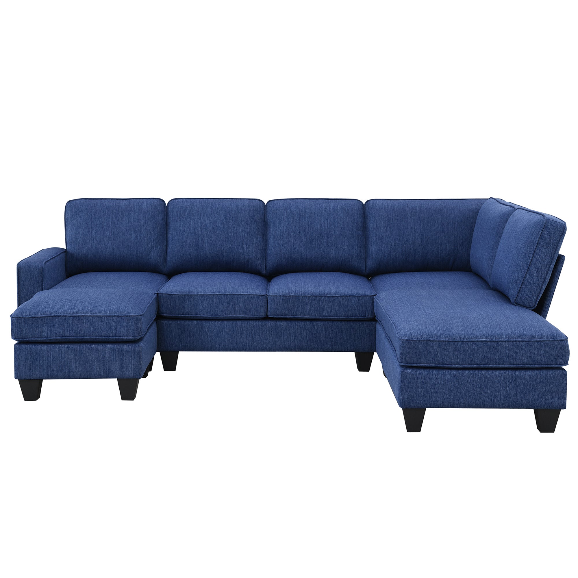 Vortex 7-seat Linen Fabric L-shaped Sectional Sofa - Blue