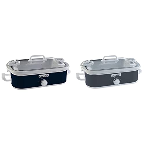 Crock-Pot Small 3.5 Quart Casserole Manual Slow Cooker and 7 Quart Oval Manual Slow Cooker