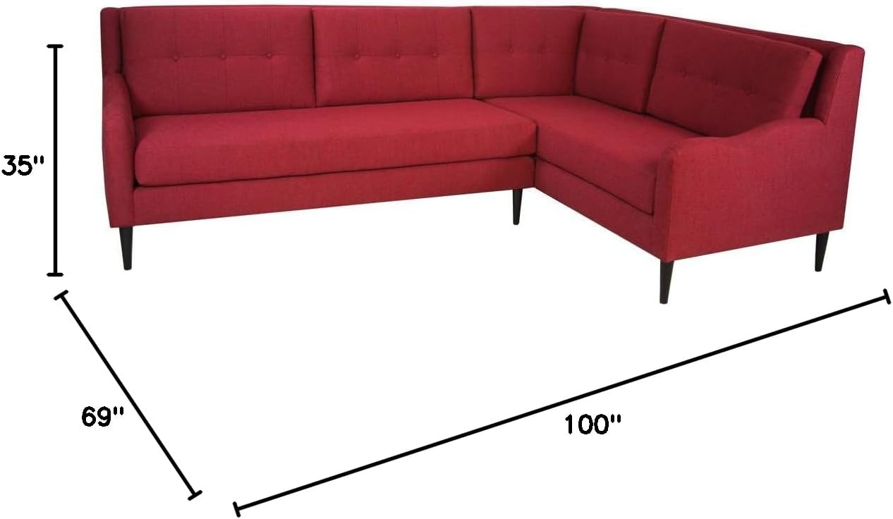 Red Mid-Century Sectional Sofa