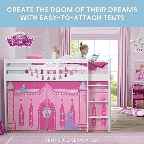 Delta Children Twin Loft Bed with Guardrail and Ladder (Coordinates with Loft Bed Tents Sold Separately), White