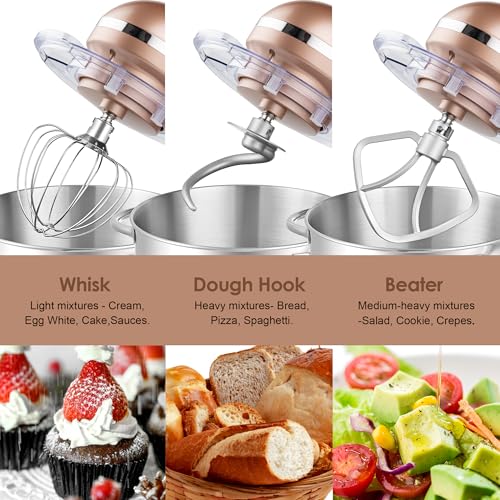 Aucma Stand Mixer,6.5-QT 660W 6-Speed Tilt-Head Food Mixer, Kitchen Electric Mixer with Dough Hook, Wire Whip & Beater (6.5QT, Black)