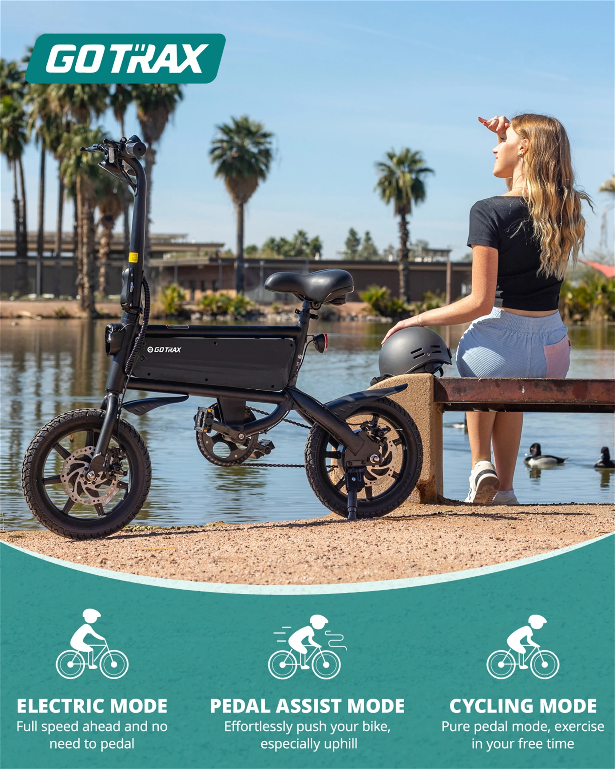 GOTRAX S2 14 Folding Electric Bike for Adults and Teens, 250W 15.5Mph, 15Miles LED Display Mini E-Bike for Commuting