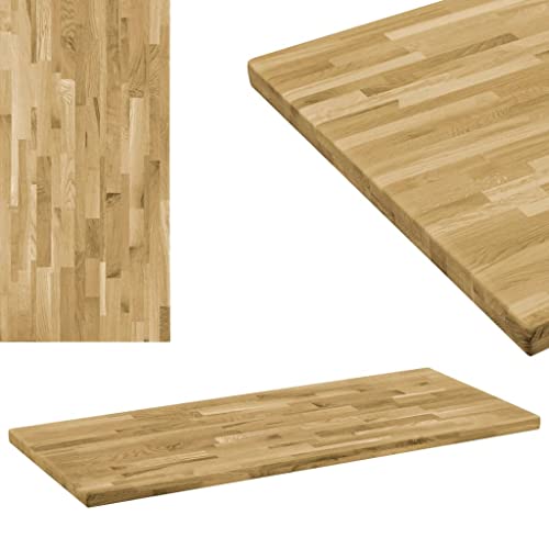 Table Top Solid Oak Wood Rectangular 1.7" 55.1"x23.6",Rustic Wooden Table Top for Dining or Coffee Table, Solid Oak Wood, Lacquered and Sanded
