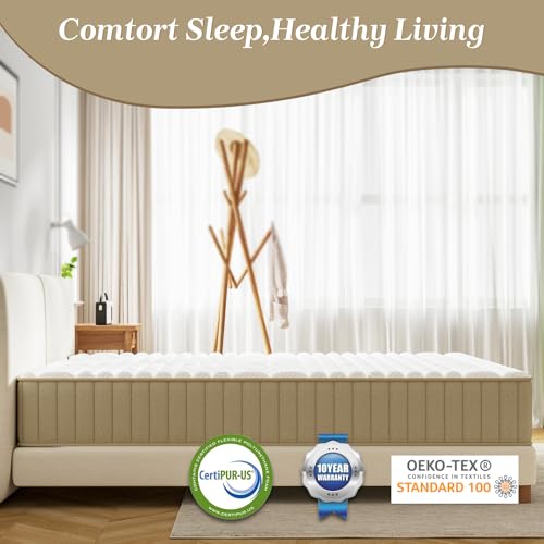 Full Mattress, 12 Inch Full Size Mattress with Cooling-Gel Memory Foam &Pocket Spring Hybrid, CertiPUR-US Certified, Medium Firm
