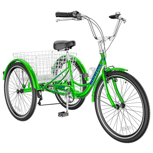 DoCred Adult Tricycles, 3 Wheel Bikes for Adults 20/24/26 inch 7 Speed Adult Trikes Bicycles Cruise Trike with Shopping Basket for Seniors, Women, Men
