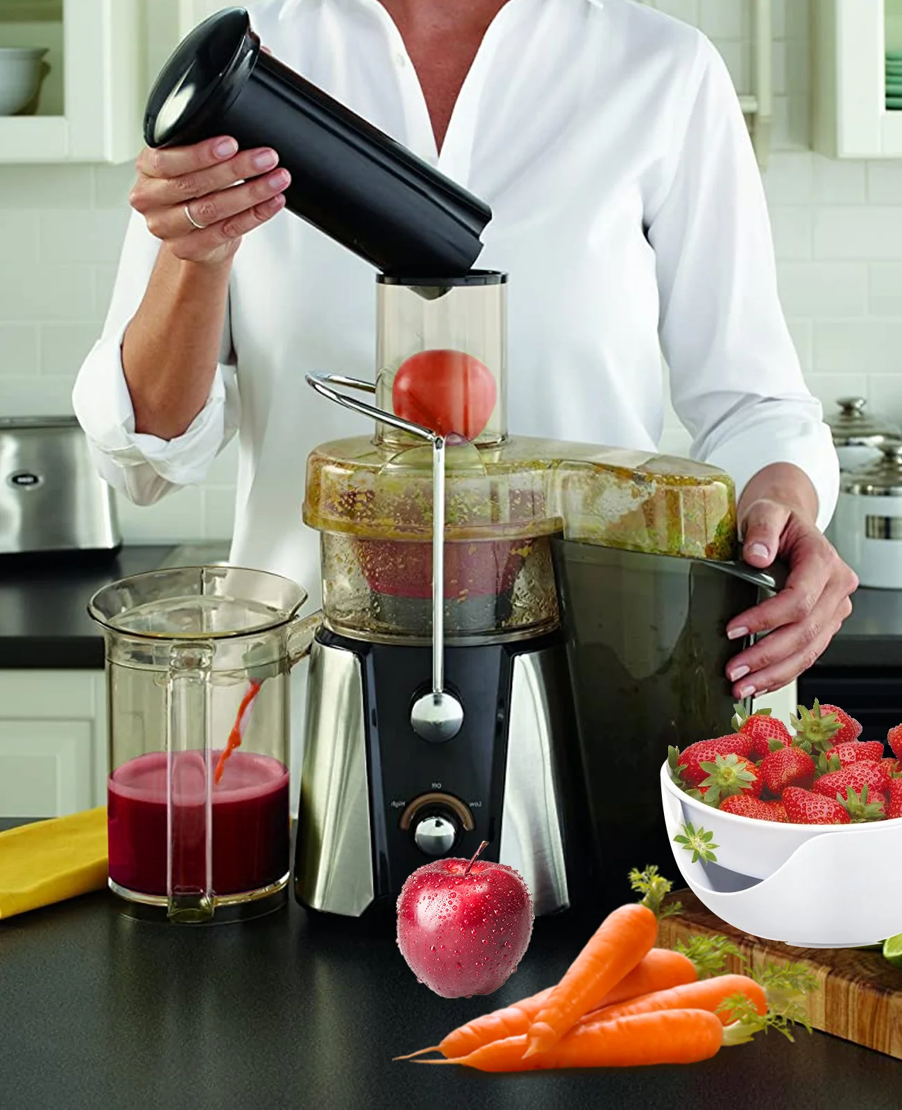 Juice Extractor for Fruits & Vegetables - 2-Speed Modes Easy to Clean (Silver)