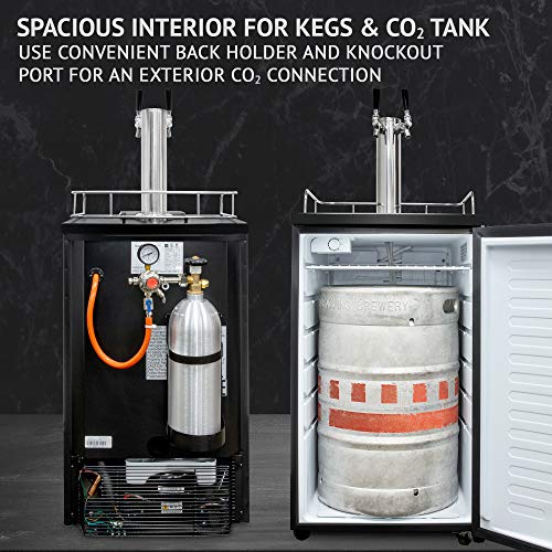 Ivation Full Size Kegerator | Dual Tap Draft Beer Dispenser & Universal Beverage Cooler | Mounted CO2 Cylinder, Temperature Control