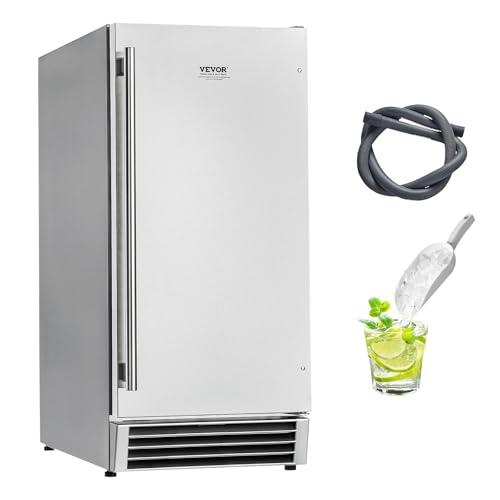VEVOR Under Counter Ice Maker Machine, Crescent Ice, 25 Lbs/Day Stainless Steel Built in Ice Maker with Reversible Door