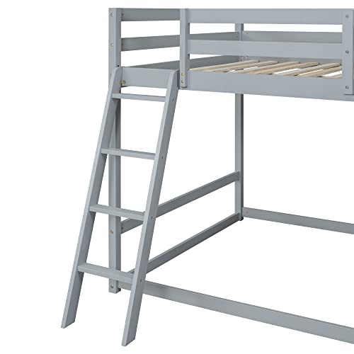Full-Over-Full Castle Style Bunk Bed with 2 Drawers and 3 Shelves, Wood Bunk Bed Frame with Slide and Storage Staircase for Kids Teens Boys Girls