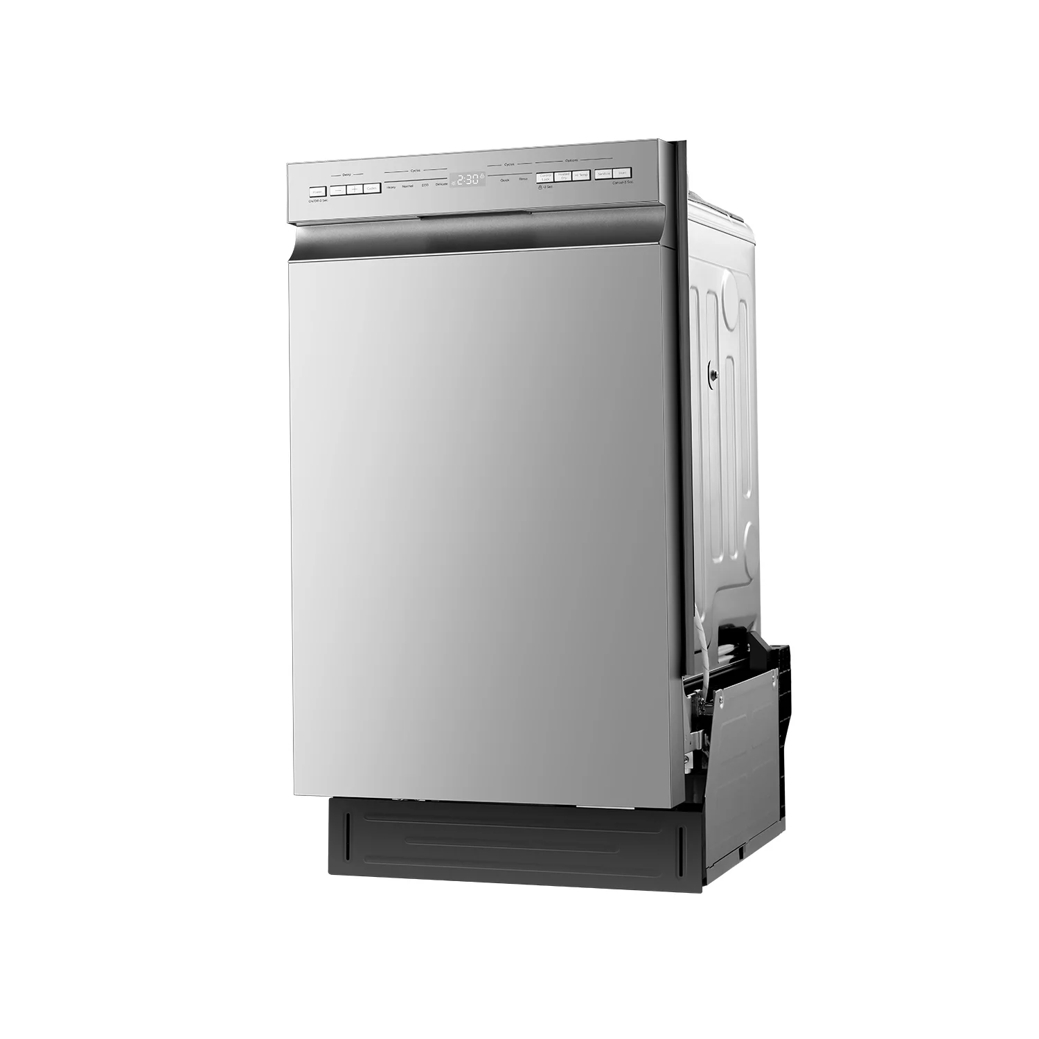 Midea 18" 52 dB Front Control 2-Rack Dishwasher, Stainless Steel Tub, Stainless Steel