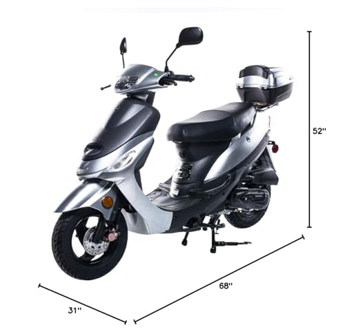 X-PRO 50cc Moped Scooter Gas Moped 50cc Scooter Street Bike (Burgundy)