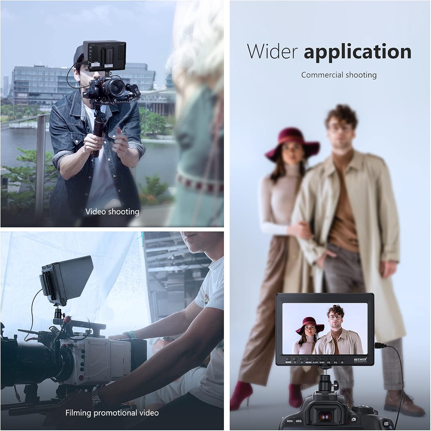 Neewer F100 7inch Camera Field Monitor HD Video Assist IPS 1280x800 4K HDMI Input 1080p with Sunshade and Ball Head for DSLR Cameras