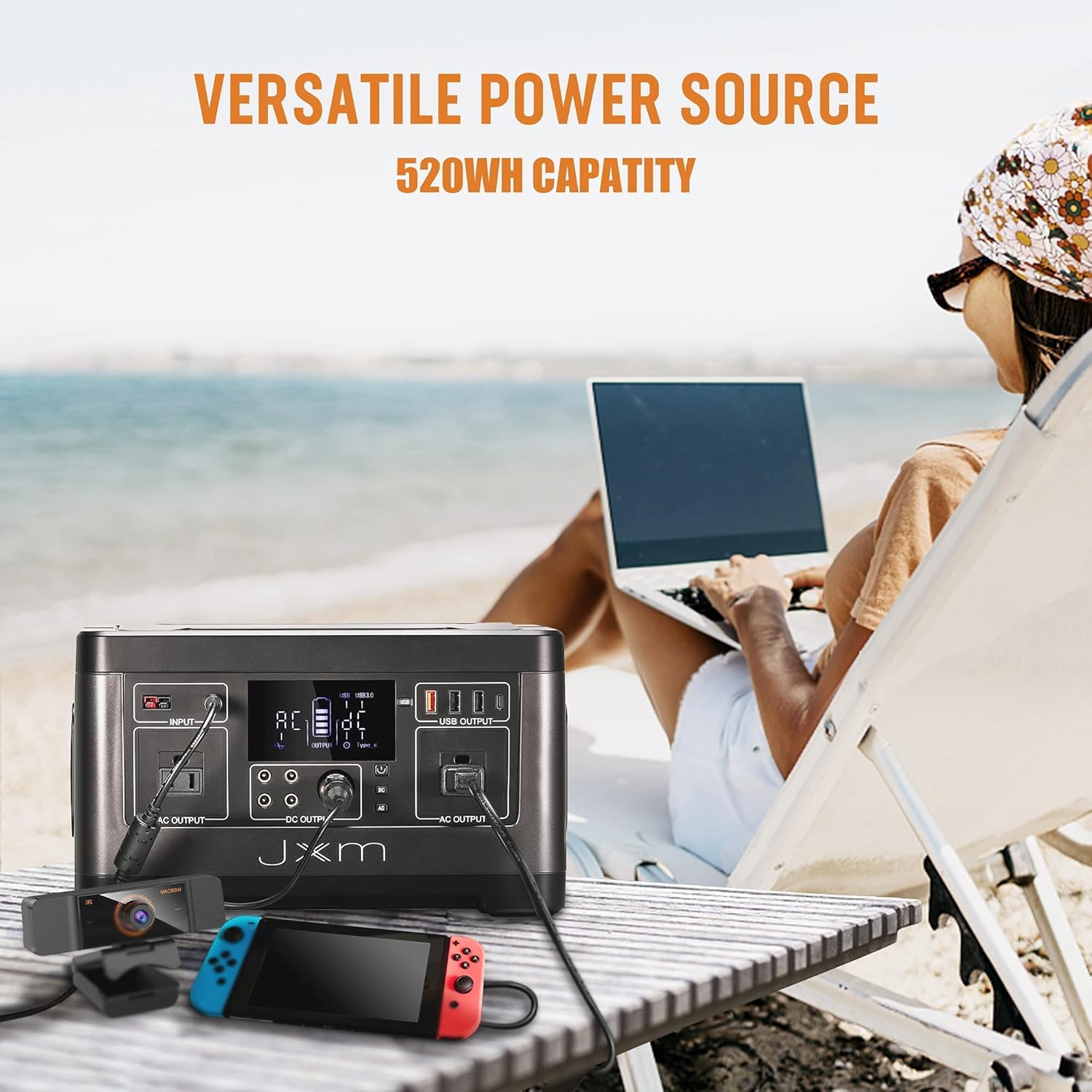 JXXM Portable Power Station 1002Wh Solar Generator, LiFePO4 Battery with 110V/1000W Pure Sine Wave AC Outlet