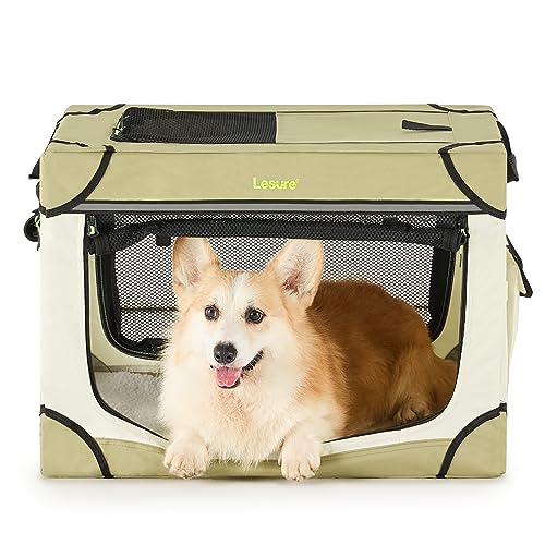 Lesure Soft Collapsible Dog Crate - 42 Inch Portable Travel Crate for Extra Large Dogs Indoor & Outdoor