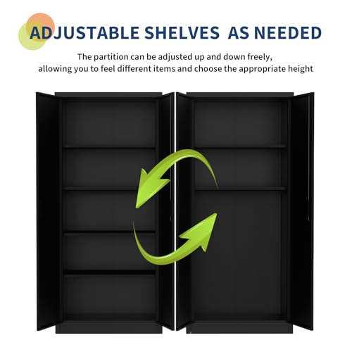 GarveeHome Metal Storage Cabinet with Lock,Steel Tool Cabinet with 4 Adjustable Shelves and 4 Adjustable Feet,Storage Organization for Home,Garage