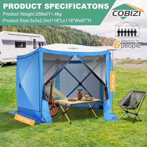 COBIZI 12x12ft Pop up Gazebo Screen Tent Screen House for Camping, Camping Outdoor Screened Gazebo, Canopy Tent