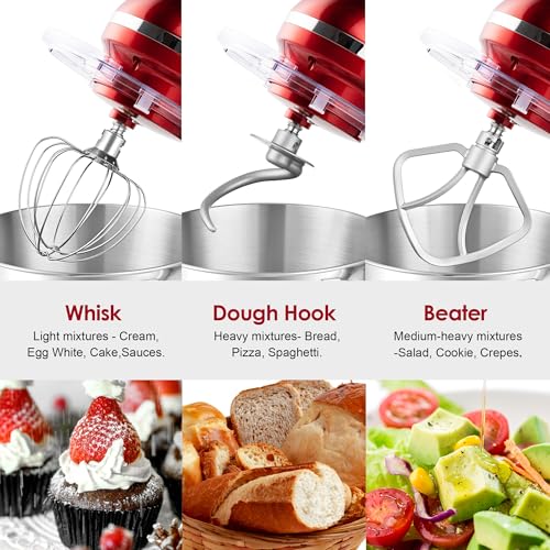 Aucma Stand Mixer,6.5-QT 660W 6-Speed Tilt-Head Food Mixer, Kitchen Electric Mixer with Dough Hook, Wire Whip & Beater (6.5QT, Black)