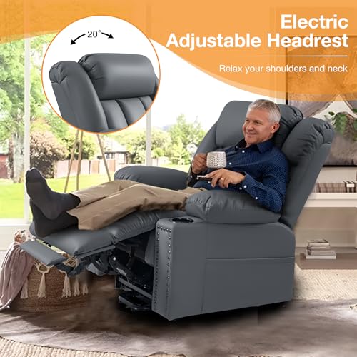 Triple Motor Large Power Lift Recliner Chair for Elderly with Heat and Massage, Lay Flat Lift Chairs for Seniors Infinite Position, Extended Footrest