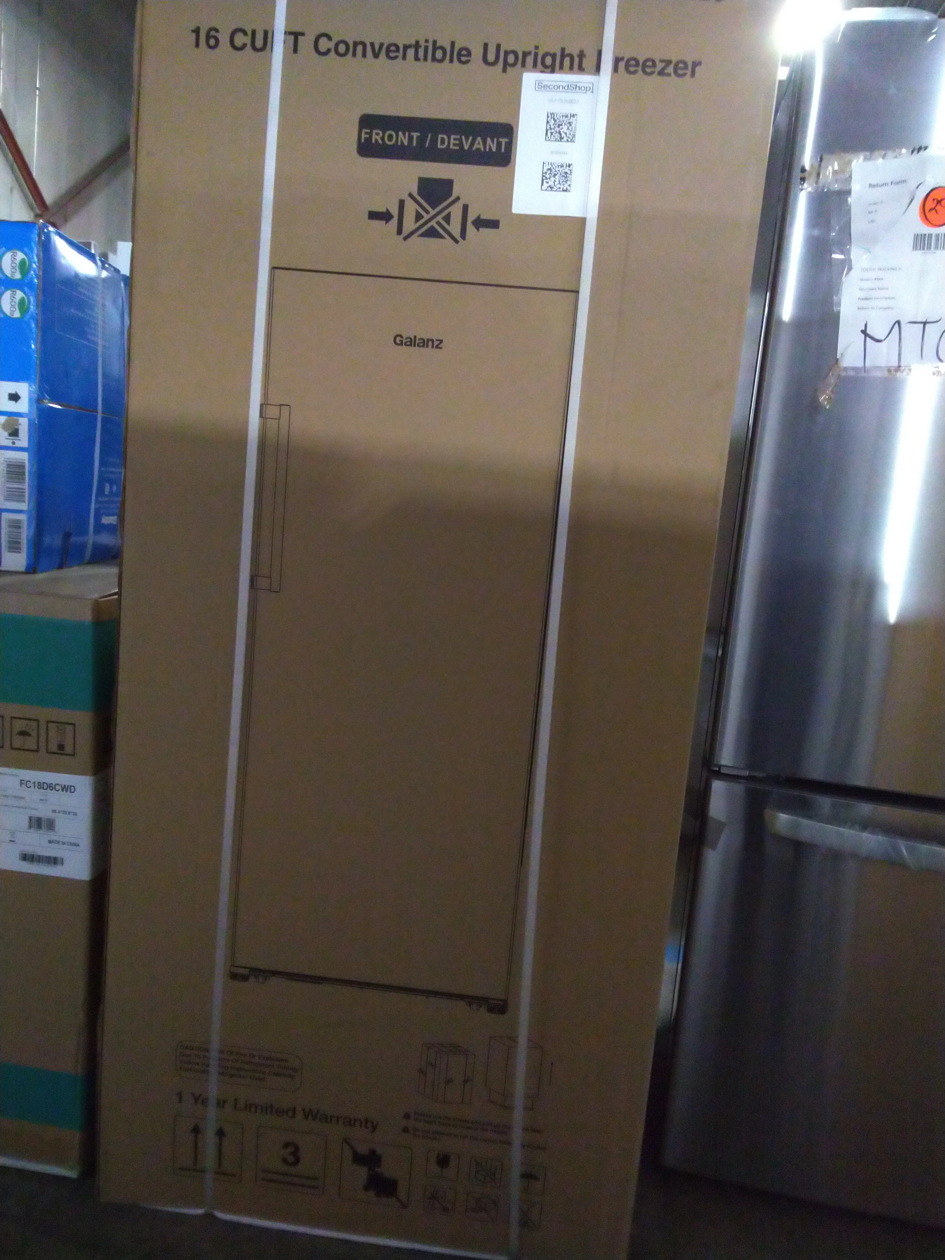 GALANZ 28 IN. 16 CU.FT. STAINLESS STEEL CONVERTIBLE UPRIGHT FREEZER OR REFRIGERATOR - GLF16US2E23
