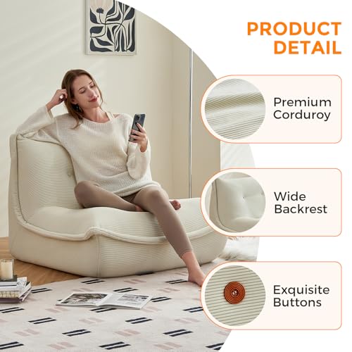 Bean Bag Chairs for Adults Giant BeanBag Chair Sofa Memory Foam Bean Bag Chair Couch with Ergonomic Design for Adults and Kids Home Living Room