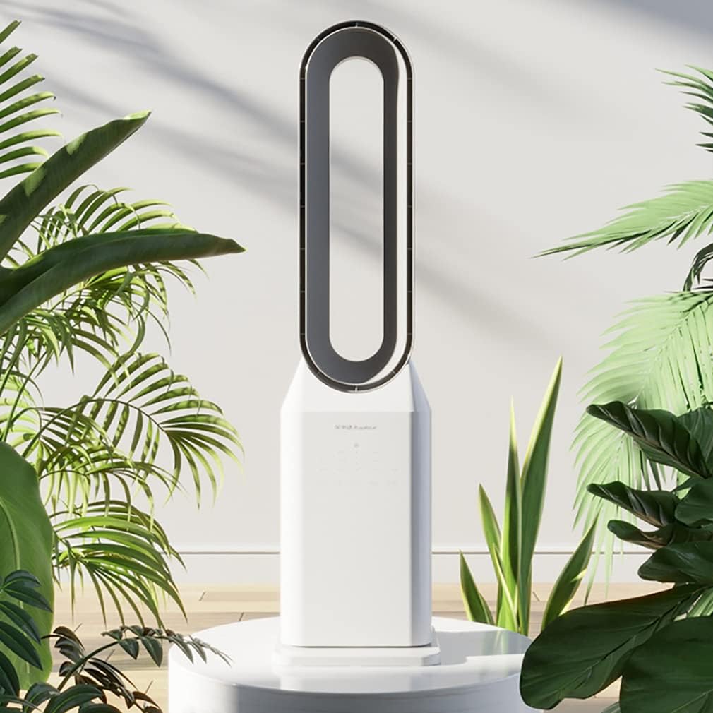 WYH Pedestal Fan Oscillating with Remote Built-in 12 Speed Settings Air Purification Floor Bladeless Fan for Bedroom Quiet Fan