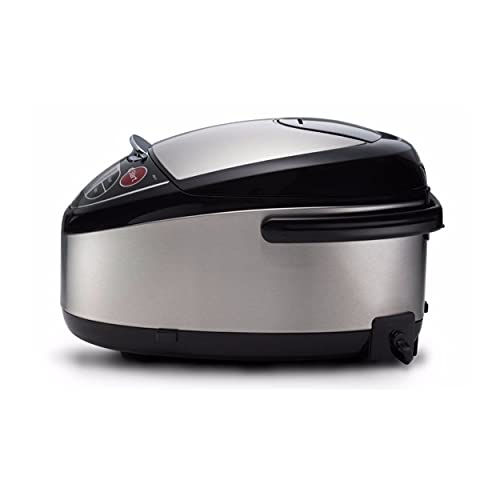 Tiger Micom Rice Cooker with Food Steamer & Slow Cooker, Stainless Steel Black