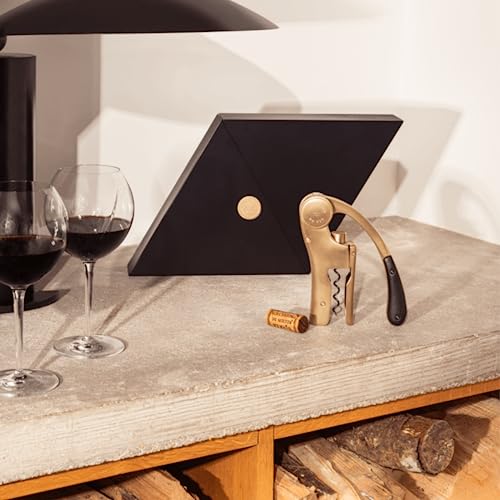 L'atelier Du Vin Oeno Motion Groom Corkscrew & Cork Dome Glass Cloche Display - Tabletop Centerpiece Walnut Wood Base Wine Tasting