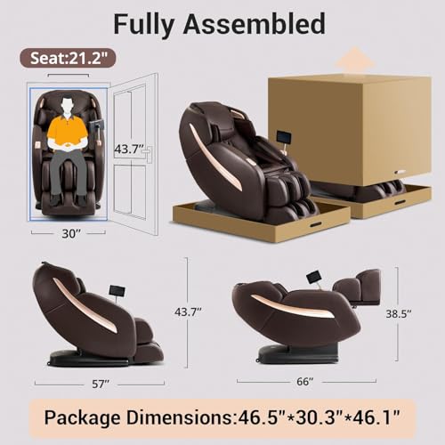MYNTA Massage Chair Full Body, Zero Gravity SL Track Shiatsu Massage Recliner Chair with Heat, M1612 Expresso