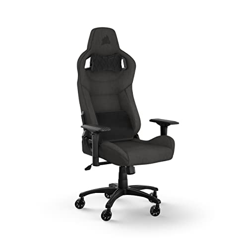 Corsair T3 Rush Fabric Gaming Chair (2023) – Racing-Inspired Design – Soft Fabric Exterior – Padded Neck Cushion – Memory Foam Lumbar Support –