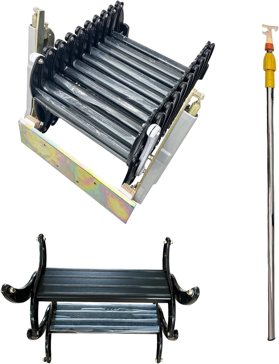 TECHTONGDA Folding Attic Ladder Pull Down Attic Stairs, Narrow Wall-mounted Attic Steps, Retractable Loft Ladder Stairs