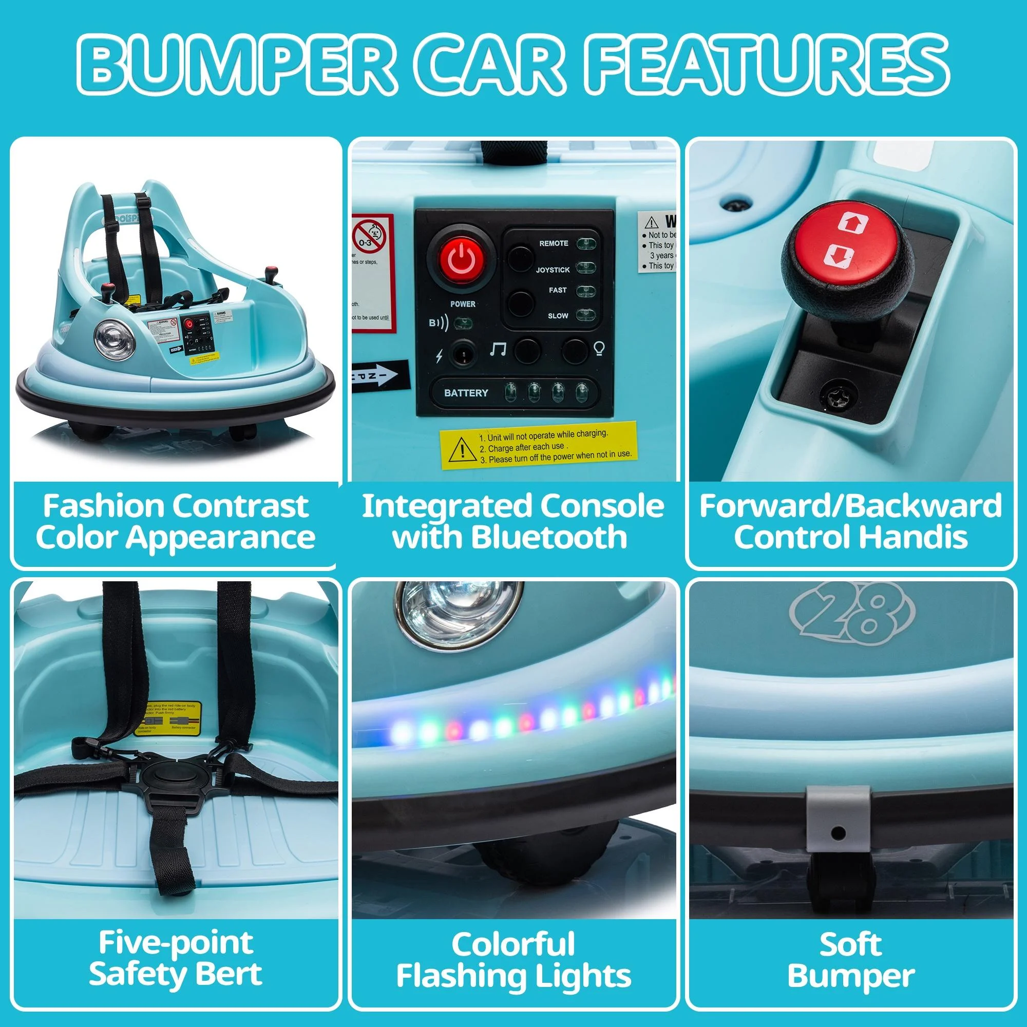 iRerts 12V Bumper Cars for Kids, Bumper Car Ride on with Remote Control, Battery Powered Kids Ride on Toys for 2-5 Year Old Boys Girls