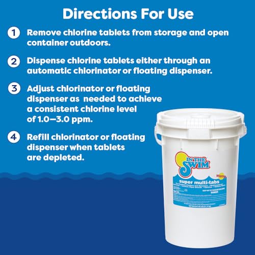 In The Swim 3 inch 5-in-1 Super Multi-Tabs – Swimming Pool Sanitizer – Chlorine - Stabilizer - Clarifier