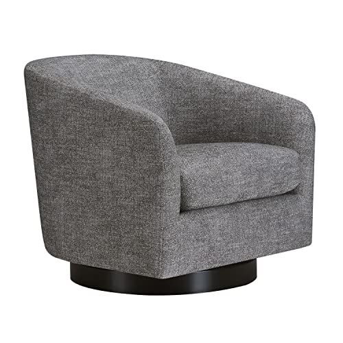 CHITA Swivel Accent Chair, FSC Certified Upholstered Fabric Barrel Chair for Living Room, Fully Assembled, Flax Beige