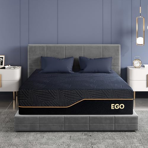EGOHOME 14 Inch King Size Memory Foam Mattress for Back Pain, Cooling Copper Gel Bed in a Box, Foam Made in USA, CertiPUR-US Certified