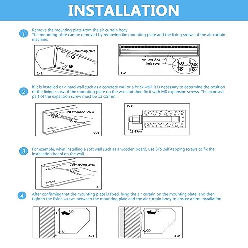 Wall-Mounted Air Curtain Powerful Air Door Door Blower for Keep Flies Commercial Indoor Air Curtain for Doors Air Door Fan with Remote Control Easy