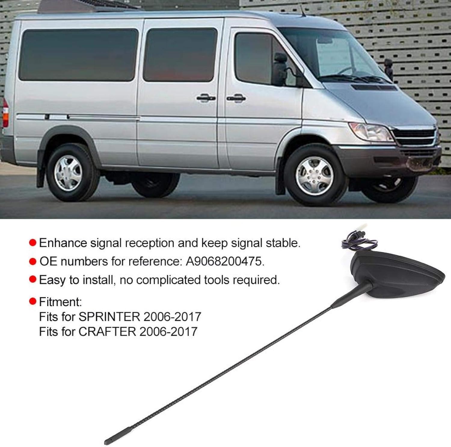 sprinter antenna-Auto Car Radio Aerial Roof Mounted Antenna A9068200475 Fits for Sprinter W906 Pack of 2