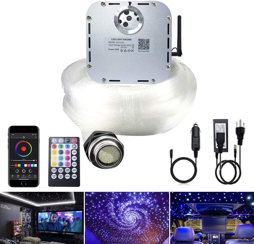 AKEPO 32W APP Twinkle Fiber Optic Lights Kit Music Activated RGBW Star Ceiling Sky Light
