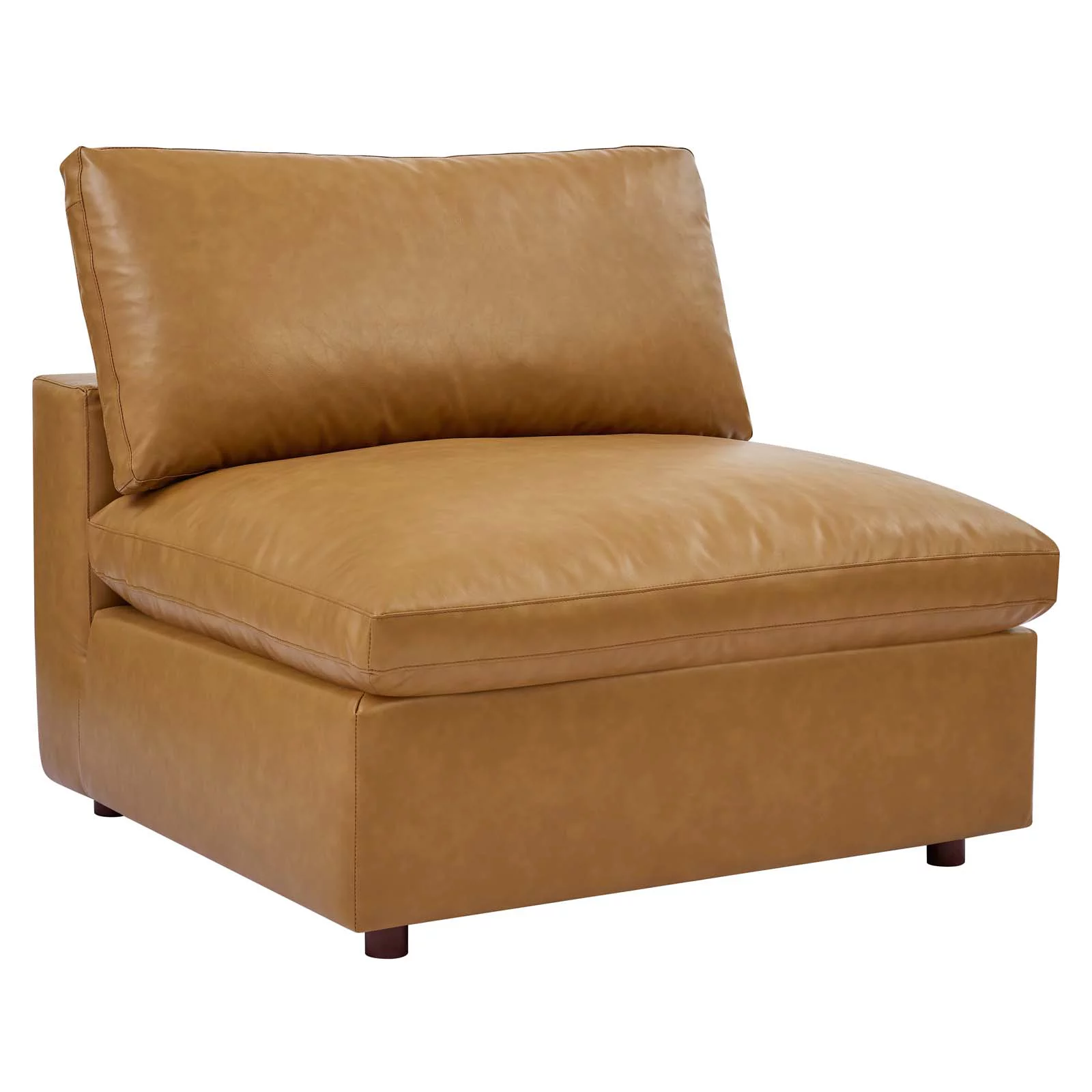 Modway Commix Down Filled Overstuffed Vegan Leather 4-Piece Sectional Sofa in Tan