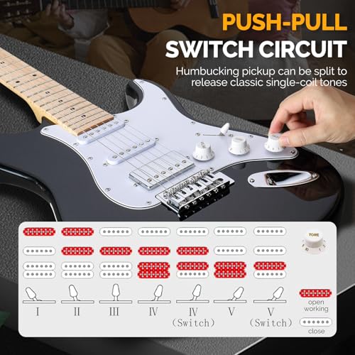 GLARRY Electric Guitar, 39" Full Size Electric Guitar Kit with HSS Pickup Coil Split for Beginner, 20W Amp and Accessories Pack Guitar Bag (Sunset)