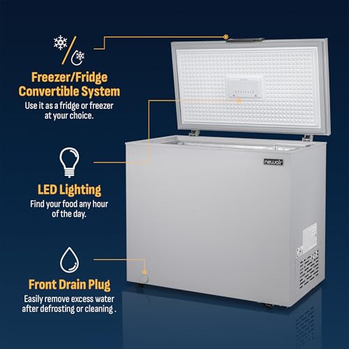 Newair 13.8 cu. ft. Upright Freezer, Fridge Freezer Convertible, Garage Ready Refrigerator, Frost Free Freezer with Door Alarm, Stand up Deep Freezer