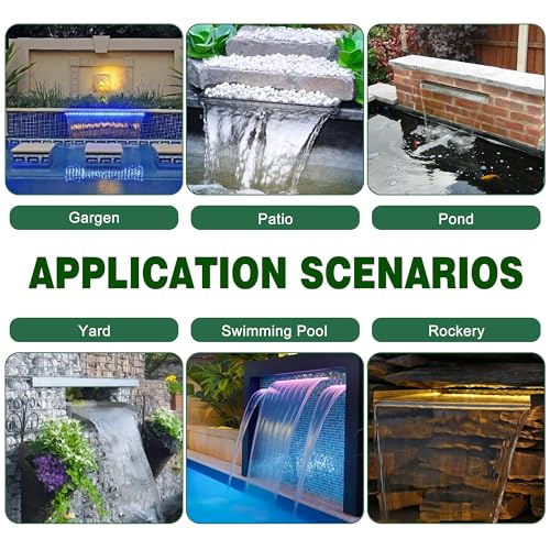 Waterfall Pool Fountain, LONGRUN Waterfall Spillway for Koi Ponds
