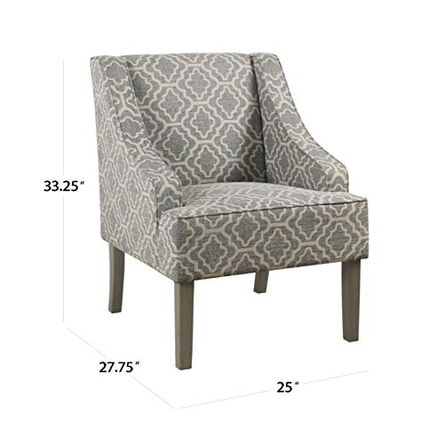 HomePop Velvet Swoop Arm Accent Chair, Suri Blue