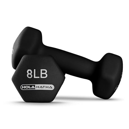 HolaHatha Neoprene Dumbbell Free Hand Weight Set with Rack, Ideal for Home Exercises to Gain Tone and Definition