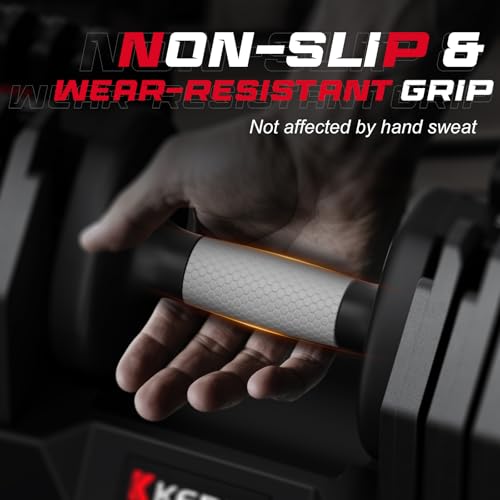 Keppi Adjustable Dumbbells Set-25lb/40lb/55lb/60lb, Anti-Slip Metal Fast Adjust Weight Handle, Exercise & Fitness for Full Body Workout