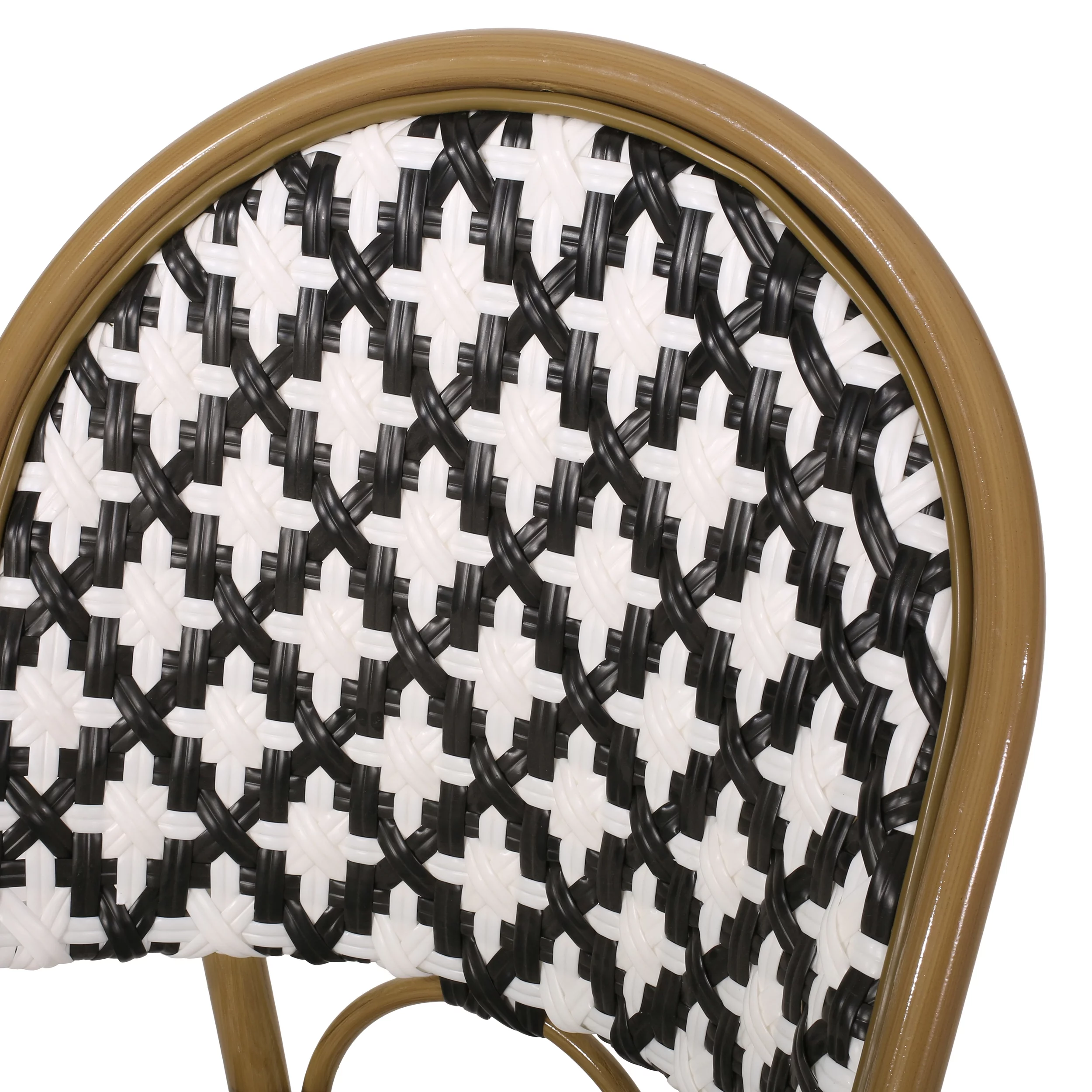 Jordy Outdoor French Bistro Chair, Set of 2, Black, White, and Bamboo Finish