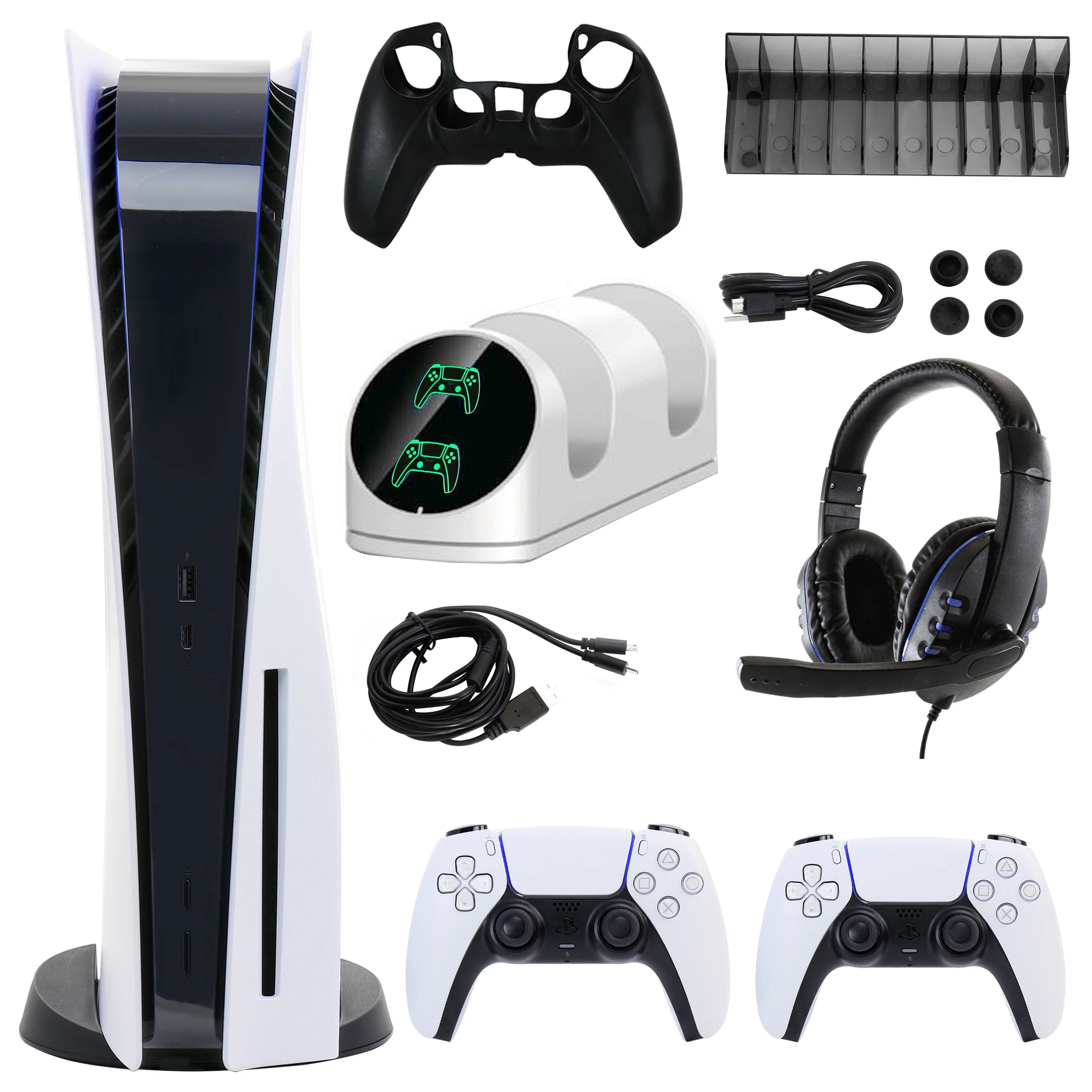 Sony PlayStation 5 Core with Extra White Dualsense Controller and Accessories Kit - Radiant Selections