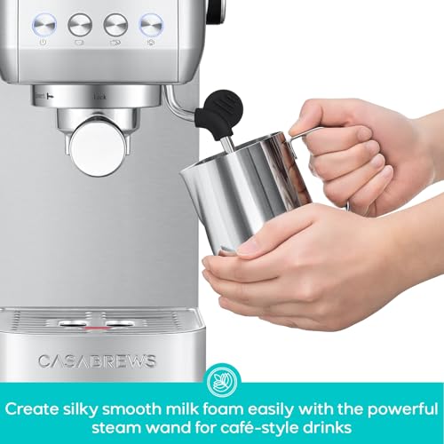 CASABREWS 3700 Gense Espresso Machine 20 Bar, Stainless Steel Espresso Maker With Steam Milk Frother